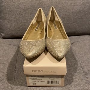 BCBGeneration Irridescent Ferro Leather flat- Sz 9